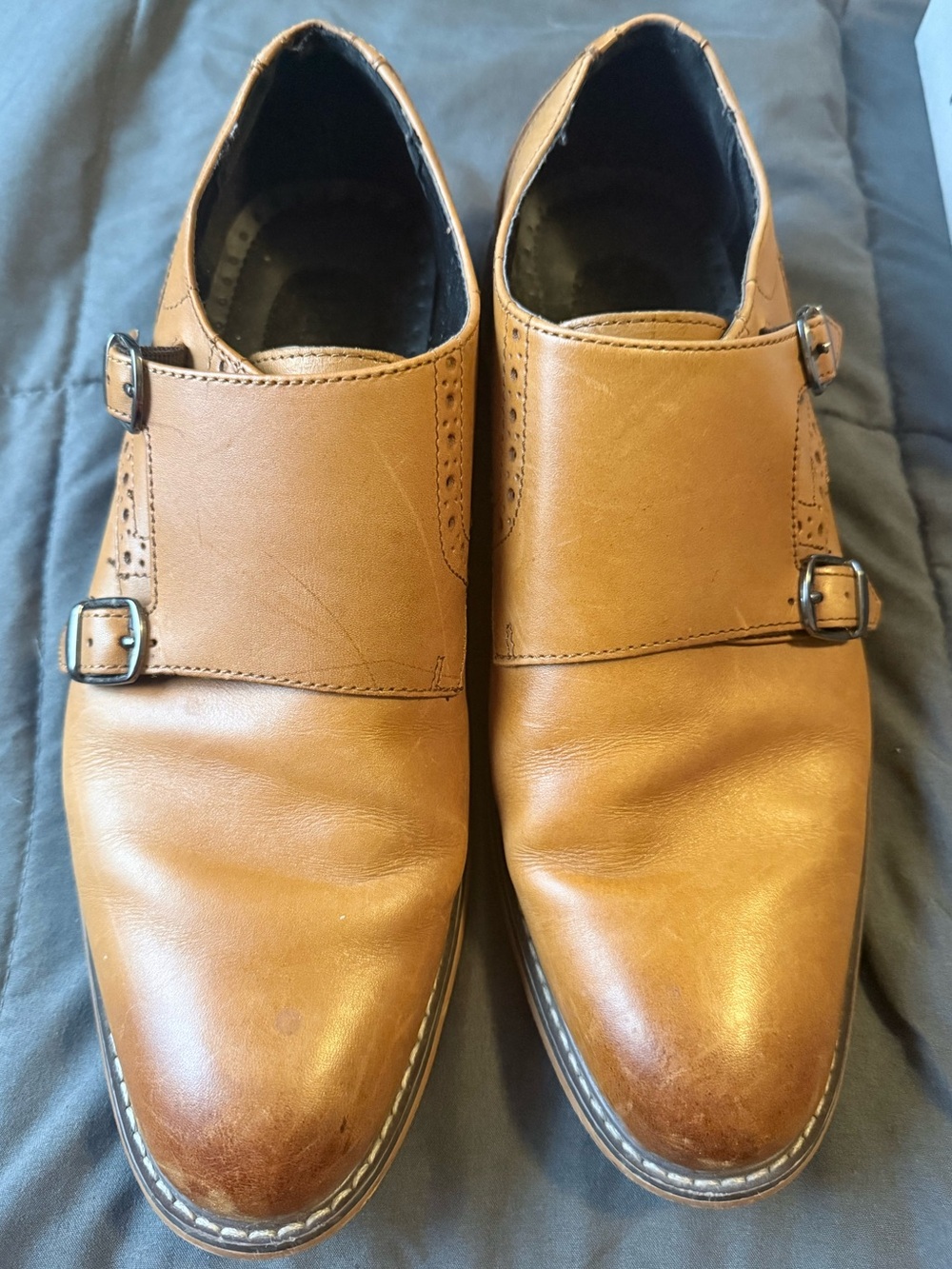 Bar III Men's Tan Double Monk Strap Dress Shoes